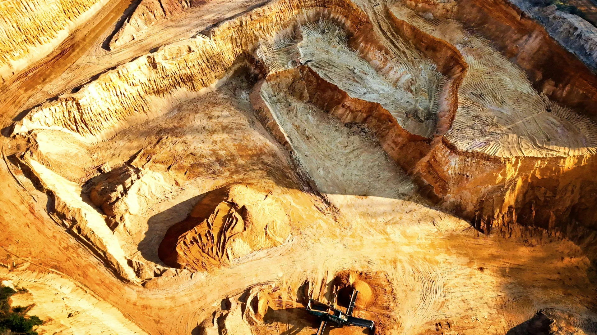 Aerial view of an open-pit mineral operation